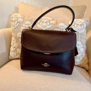 Emory Top Handle Coach Dark Brown Leather Shoulder Bag